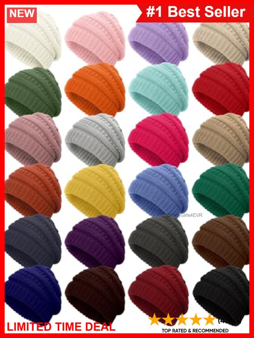 Slouchy Knit Winter Beanies Warm Acrylic Stretch Hats